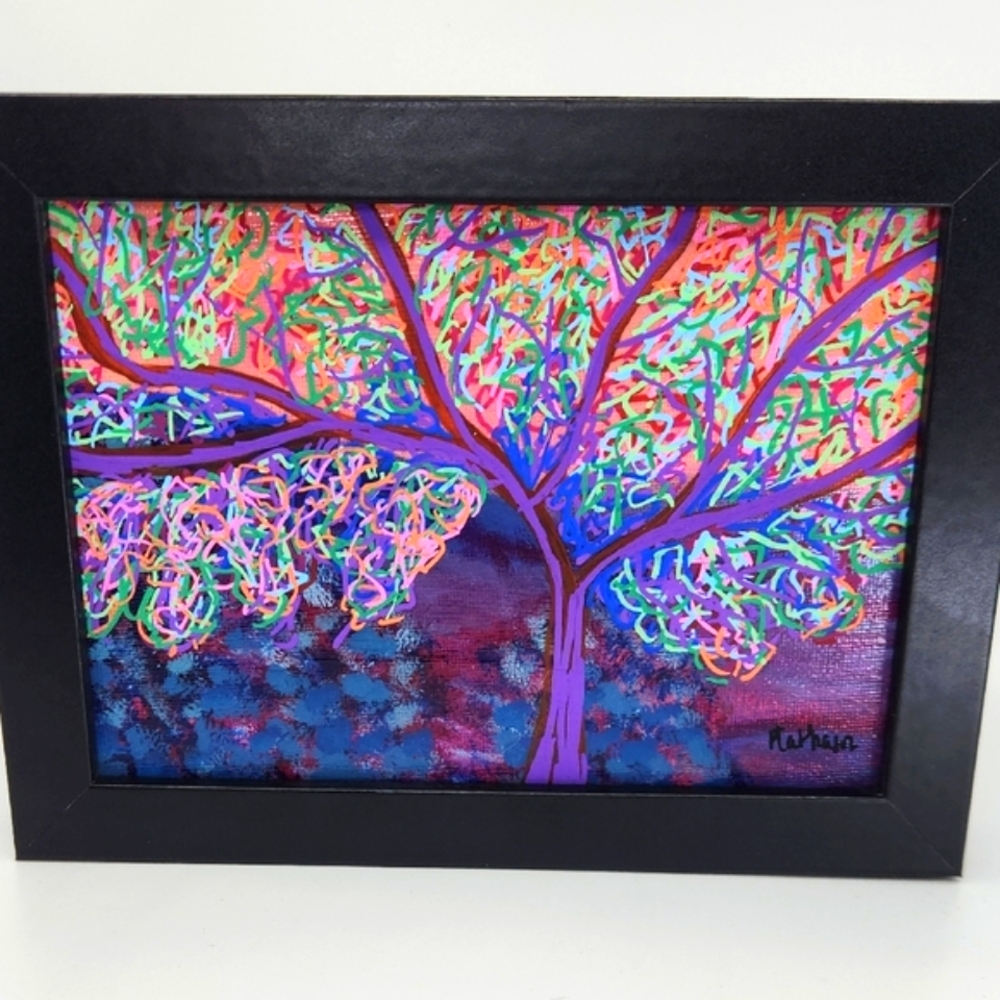 Original Mixed Media Acrylic with Frame by Butterfly Rising Designs